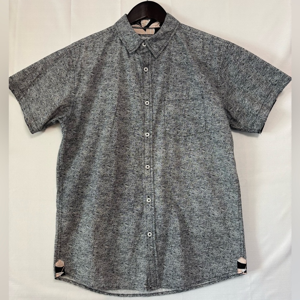 EIGHTH AVENUE Black and White Speckled Short Sleeve Shirt Size Medium